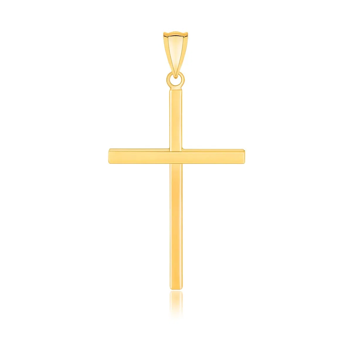 14 Karat Gelbgold poliert Flat Cross Anhänger