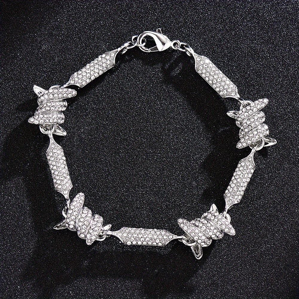 Entfesseln Sie Ihre innere Hip-Hop - Diva mit unserem Stacheldraht-Link - Kette Rhinestone Eis aus Bling Mode Armband Halskette für Frauen