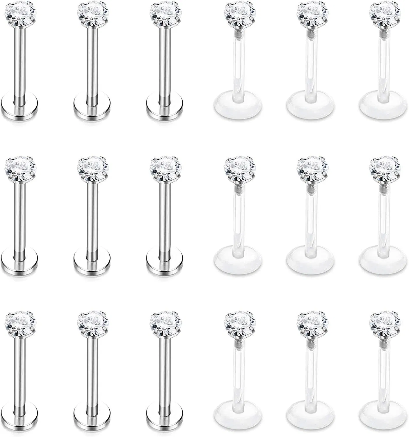 18 Stück 16G Helix Tragus Piercing Ohrringe für Frauen Männer Medusa Piercing Lippen Piercing Knorpel Flat Back Stud Ohrringe Nasen Piercing 6mm 8mm 10mm