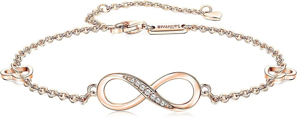925 Sterling Silber Infinity Ankleß für Frauen Mädchen Ankleß mit Infinity Symbol Zirkonia Endlose Liebe Charme Ankleß Armband verstellbares Schmuck Geschenk