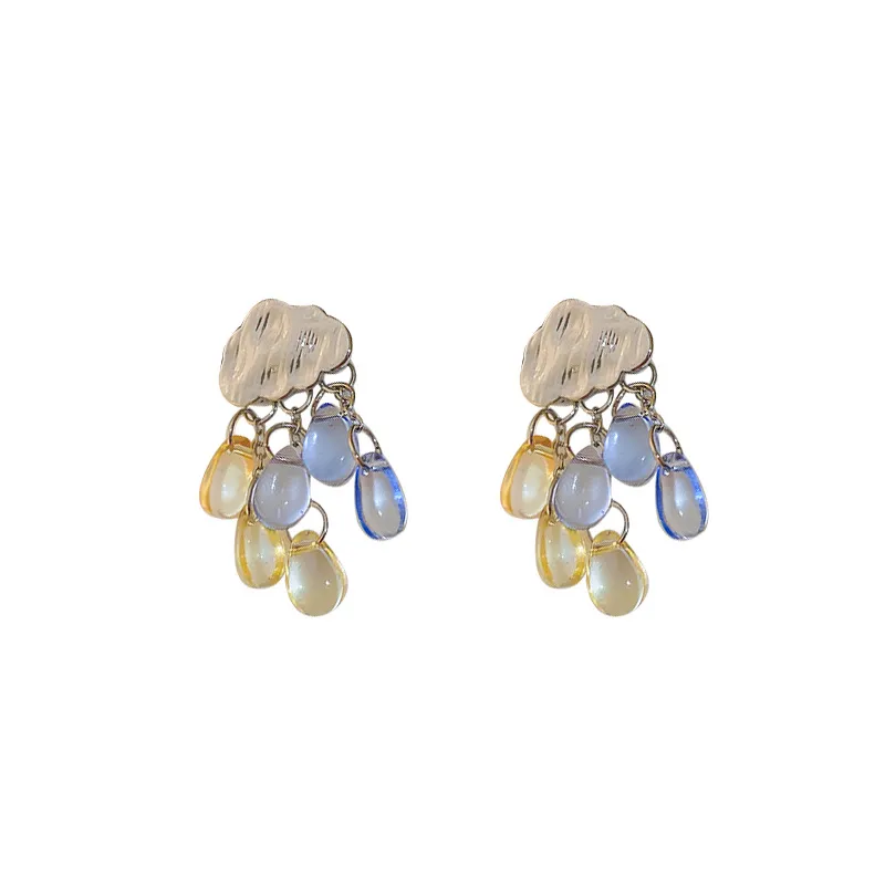 Cloud Raindrop Anhänger Rhinestone Harz Stud Ohrringe