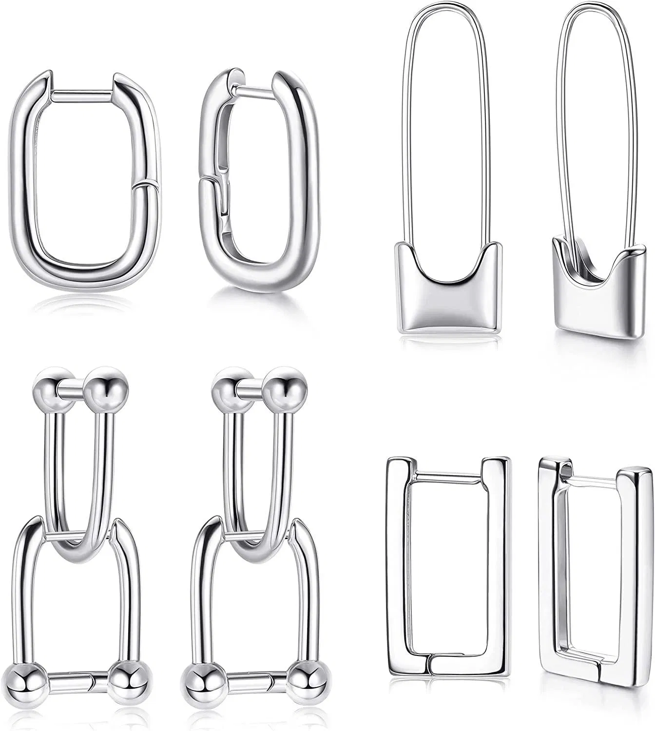 4 Paare Chunky Hoop Ohrringe Set für Frauen Hypoallergene Dicke Offene Huggie Hoop für Geburtstag Geschenke