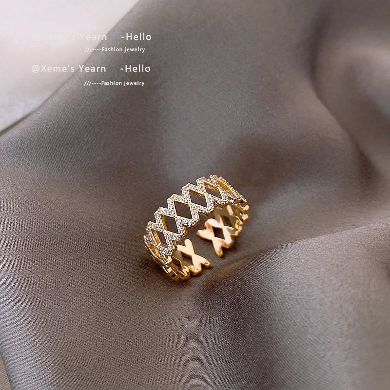 2021 Neue klassische Doppelschicht Zirkon offene Ringe Koreanische Mode Schmuck Party Mädchen Luxus Sexy Accessoires Ringe Für Damen Geschenk