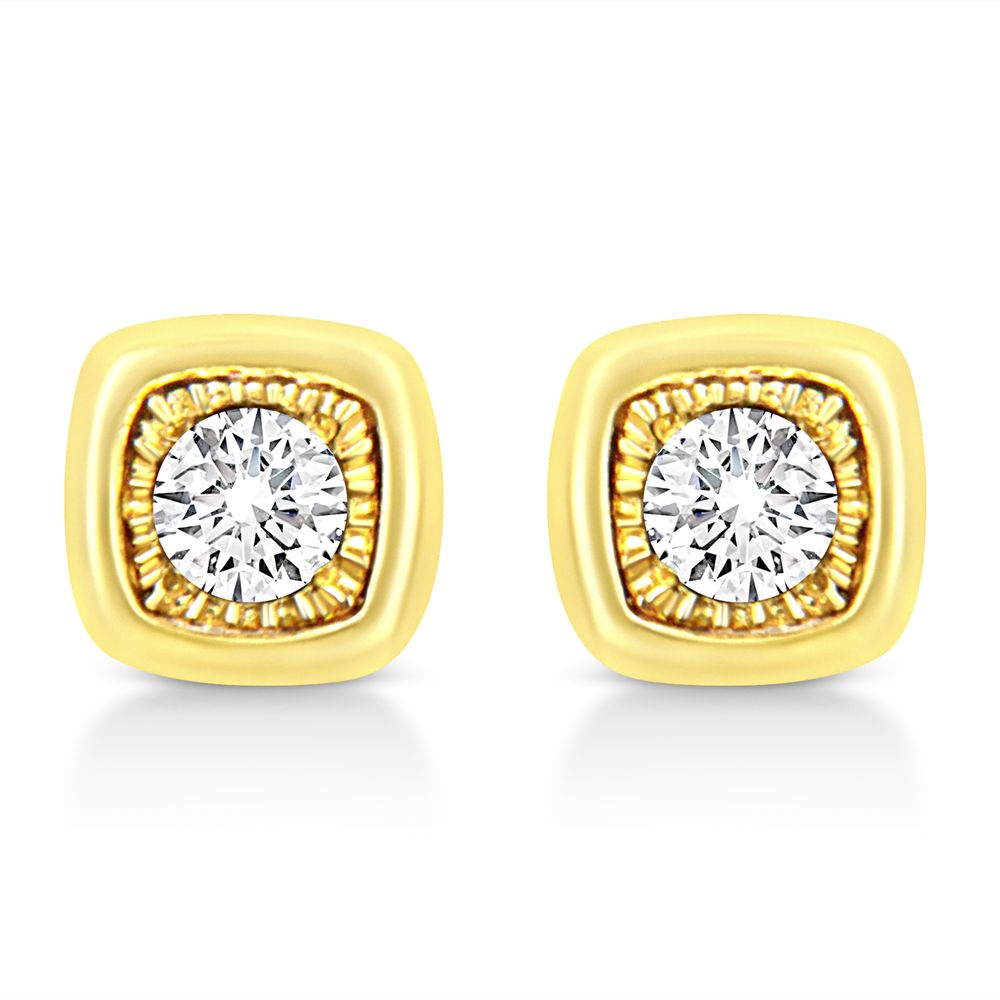 10K Gelbgold Plated .925 Sterling Silber 1 / 10 Cttw Wunder-Set Diamant Stud Ohrringe - Auswahl der Formen
