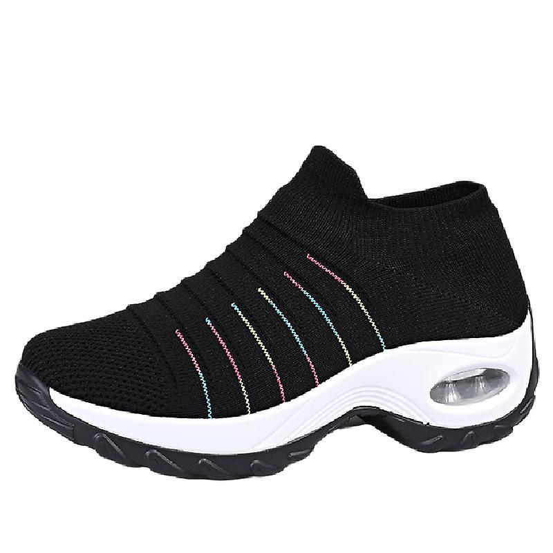 Damen Socken Sneakers Mesh Slip On Air Cushion Walking Shoes