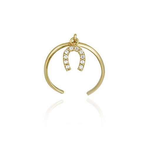 18 Karat Gold über Sterling Silber Hanging CZ Horseshoe Toe Ring