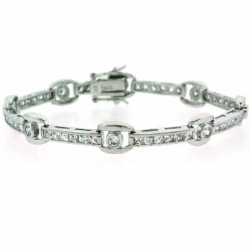 Sterling Silber einzigartiges klares CZ Link Armband