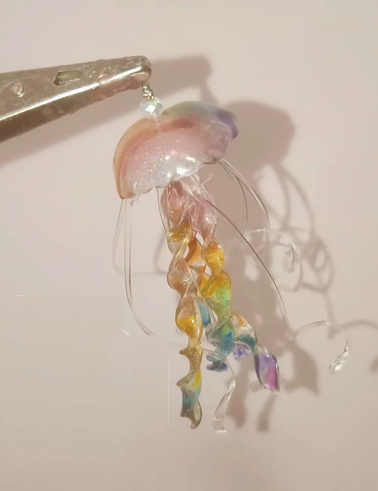 Candy Color Heat Shrinkable Stereo Rainbow Jellyfish Earrings
