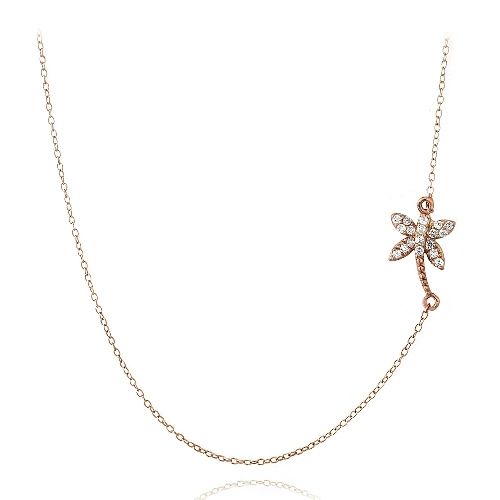 Rose Gold Ton über Sterling Silber CZ Palm Baum Kette Halskette
