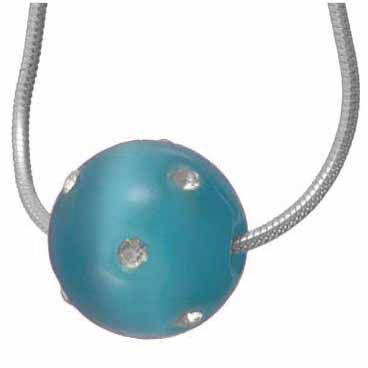 Simulierte Diamant CZ Confetti Teal Cats Eye Ball Anhänger