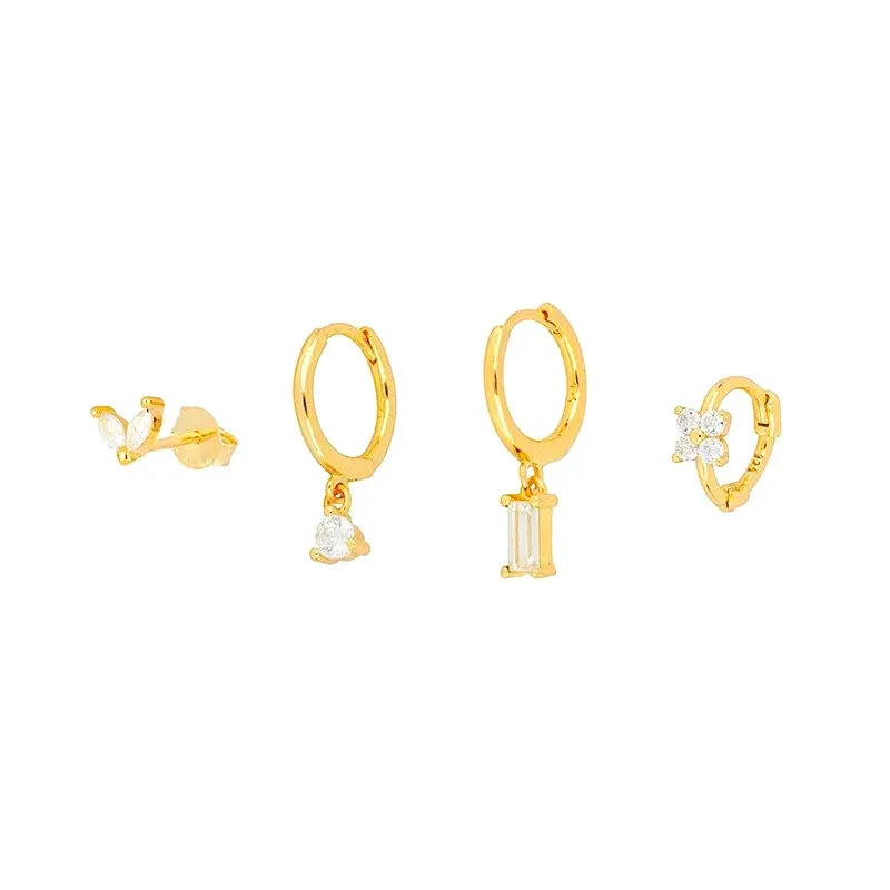 Geometrisches Pferdauge Blume Zircon Temperament gestapelt Ohr Accessoires Set