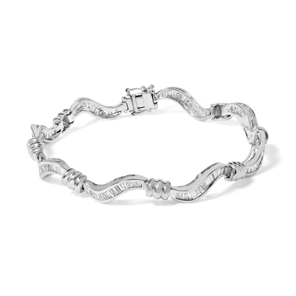 14 Karat Weißgold 2,00 Cttw Baguette-Cut Spiral Link 7