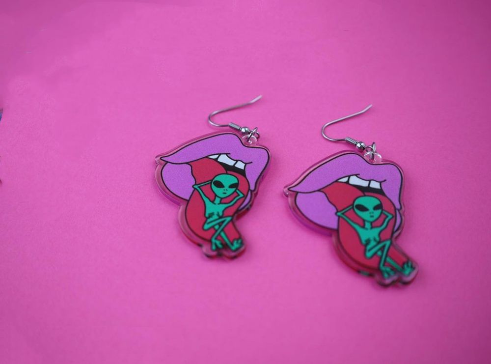Acryl Alien Ohrringe Spaceman gedruckte Ohrringe