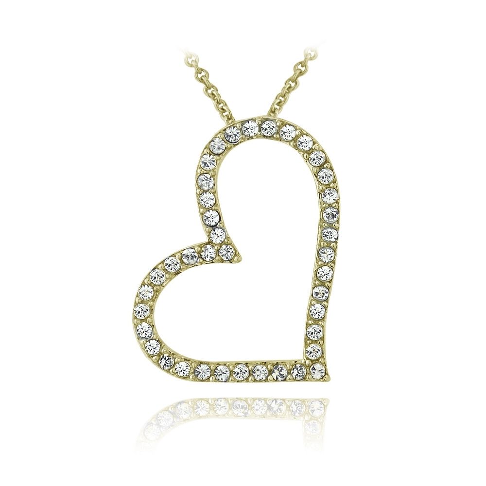 Gold Tone Tone Swarovski Elemente Open Floating Heart Kette