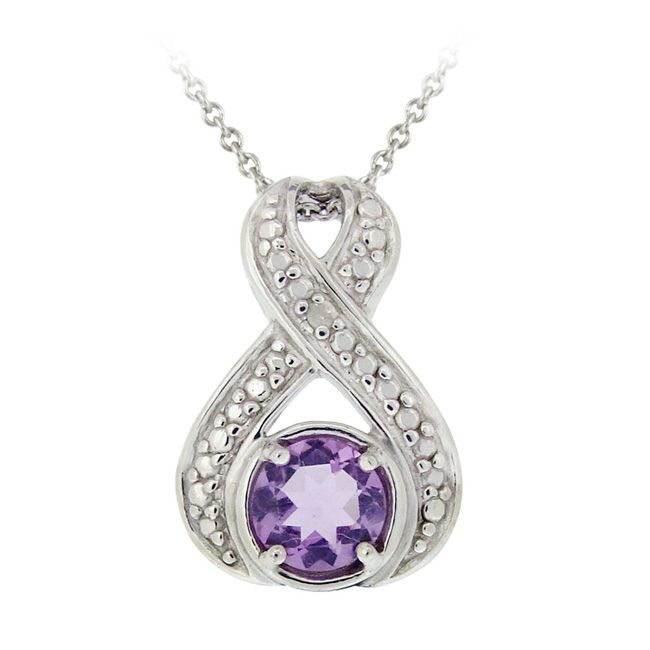 Sterling Silber Amethyst & Diamond Accent Twist Pendant