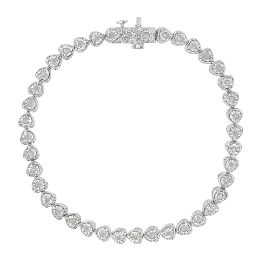 .925 Sterling Silver 1.0 Cttw Miracle Set Diamant Heart-Link 7