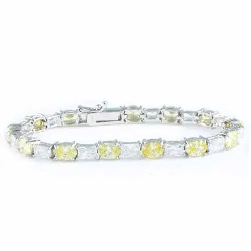 Sterling Silber Licht Gelb und simulierte Diamant CZ Armband.