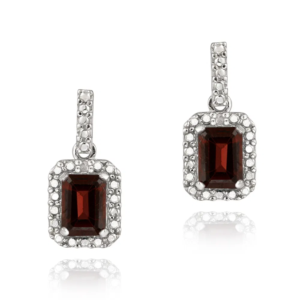 Sterling Silber 2,4 ct Garnet & Diamond Accent Dangle Ohrringe