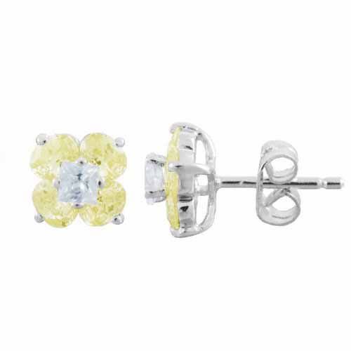 Sterling Silver Light Yellow Cubic Zirkonia und simulierte Diamant CZ Post Ohrringe