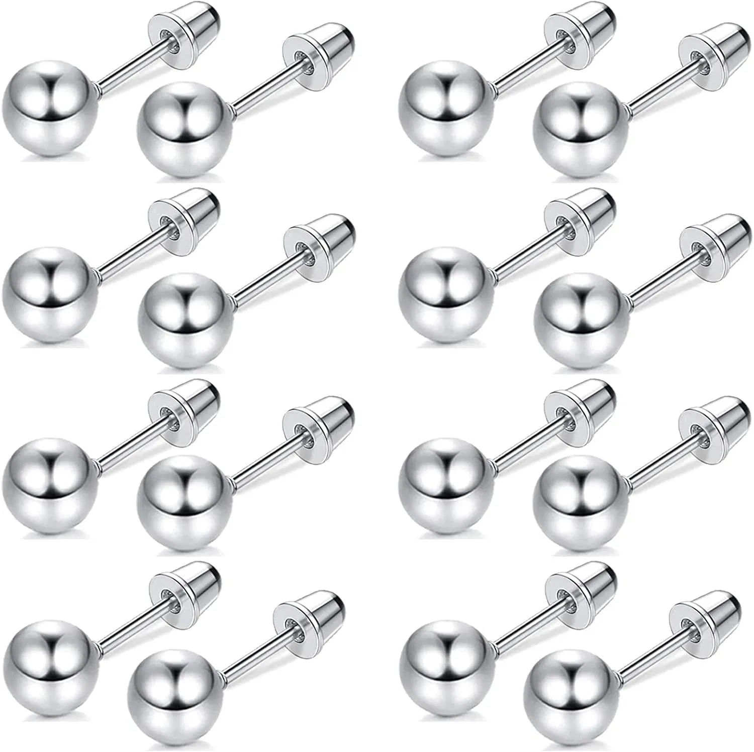 8 Paare 20G Knorpel Stud Ohrringe Rostless Round Ball Barbell Ohrringe für Frauen Männer Screwback Ohr Piercing 8MM