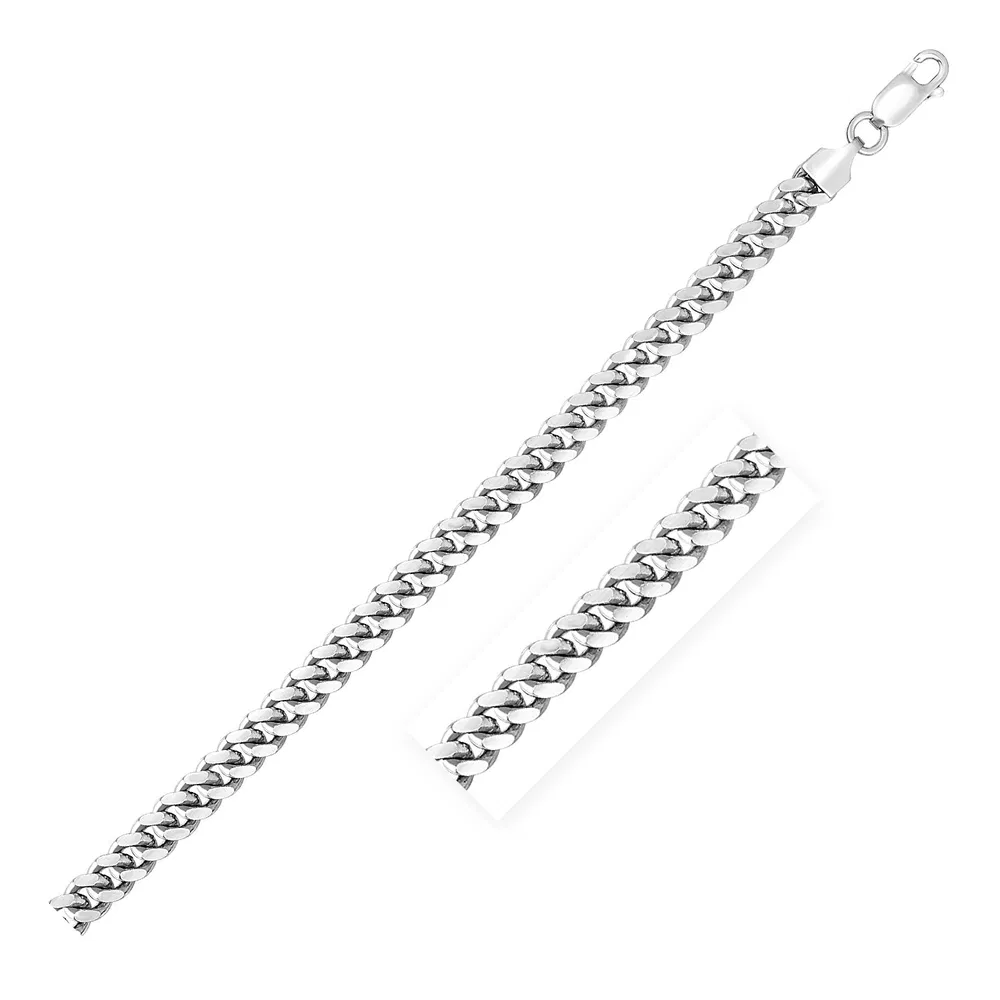 Sterling Silber Rhodium Plated Miami Kubanische Kette 5,6 mm