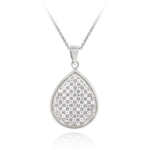Sterling Silber CZ Micro Pave Teardrop Anhänger