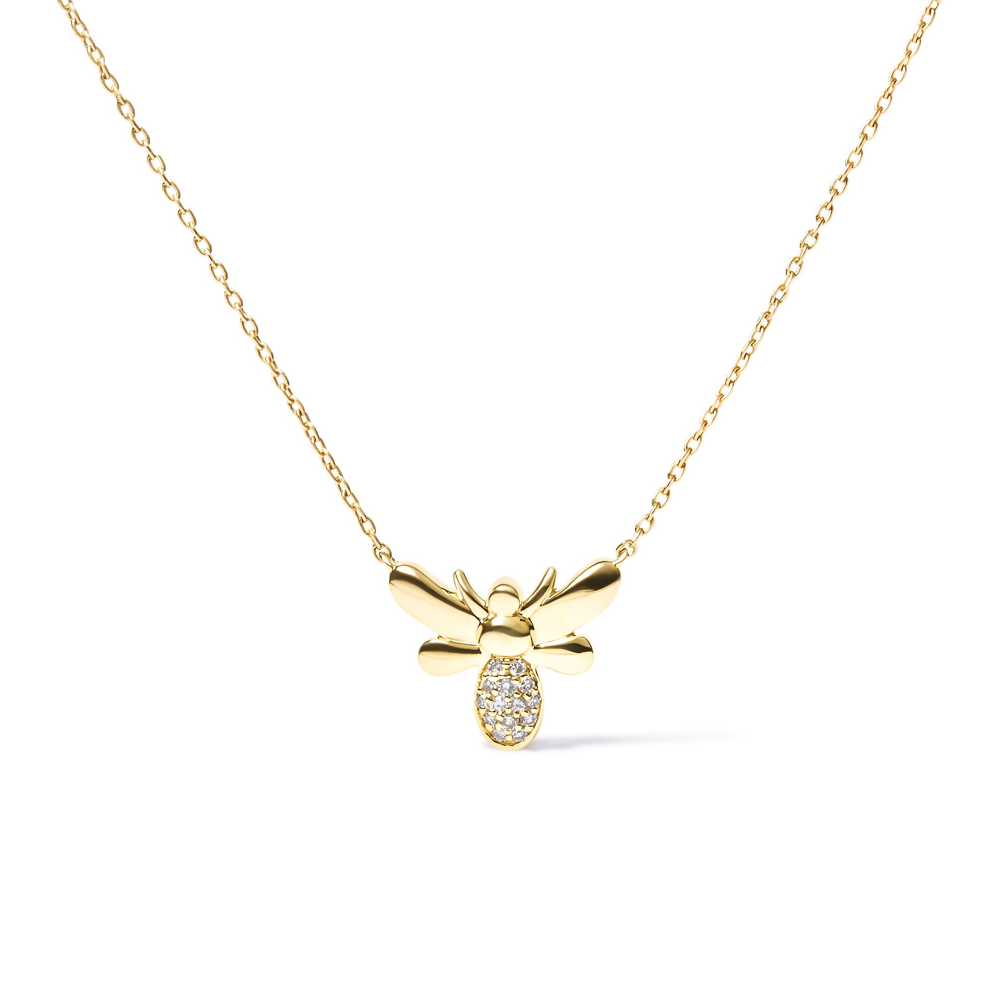 10K Gelbgold Diamant Akzent Bumble Bee Anhänger 18