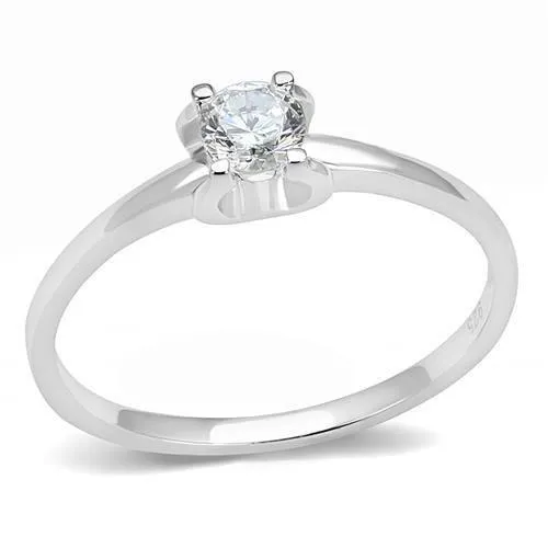 3W1385 - Rhodium 925 Sterling Silberring mit AAA-Klasse CZ in Clear