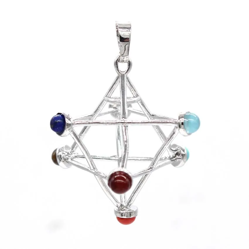 Dreidimensionale Openwork Merkaba Hexagram Halskette
