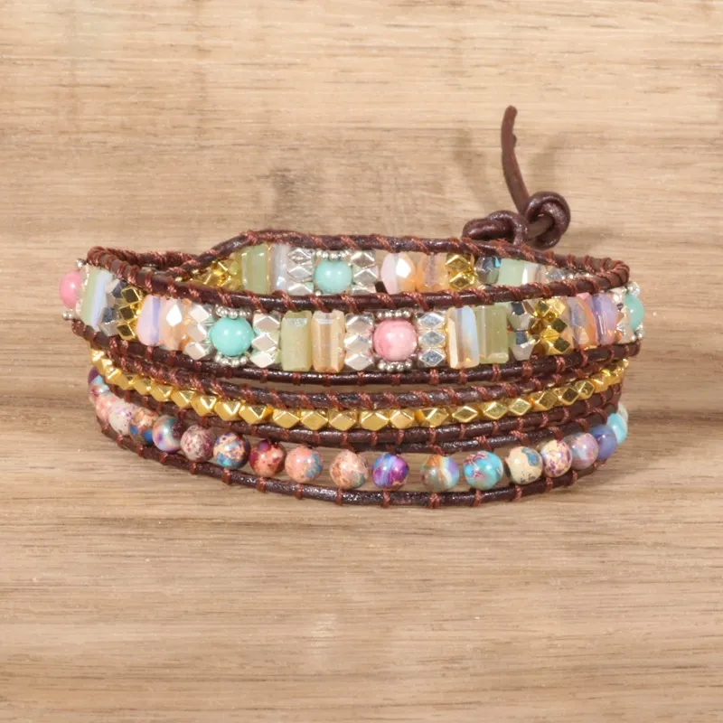 Farbige Türkis Gewebe Drei-Schicht - Armband