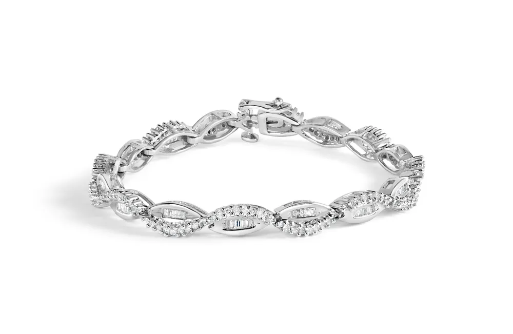 14 Karat Weißgold 2,00 Cttw Diamant-Swirbel - und Birnenform-Link - Armband (I-J - Farbe, I2 - I3 Klarheit) - 7