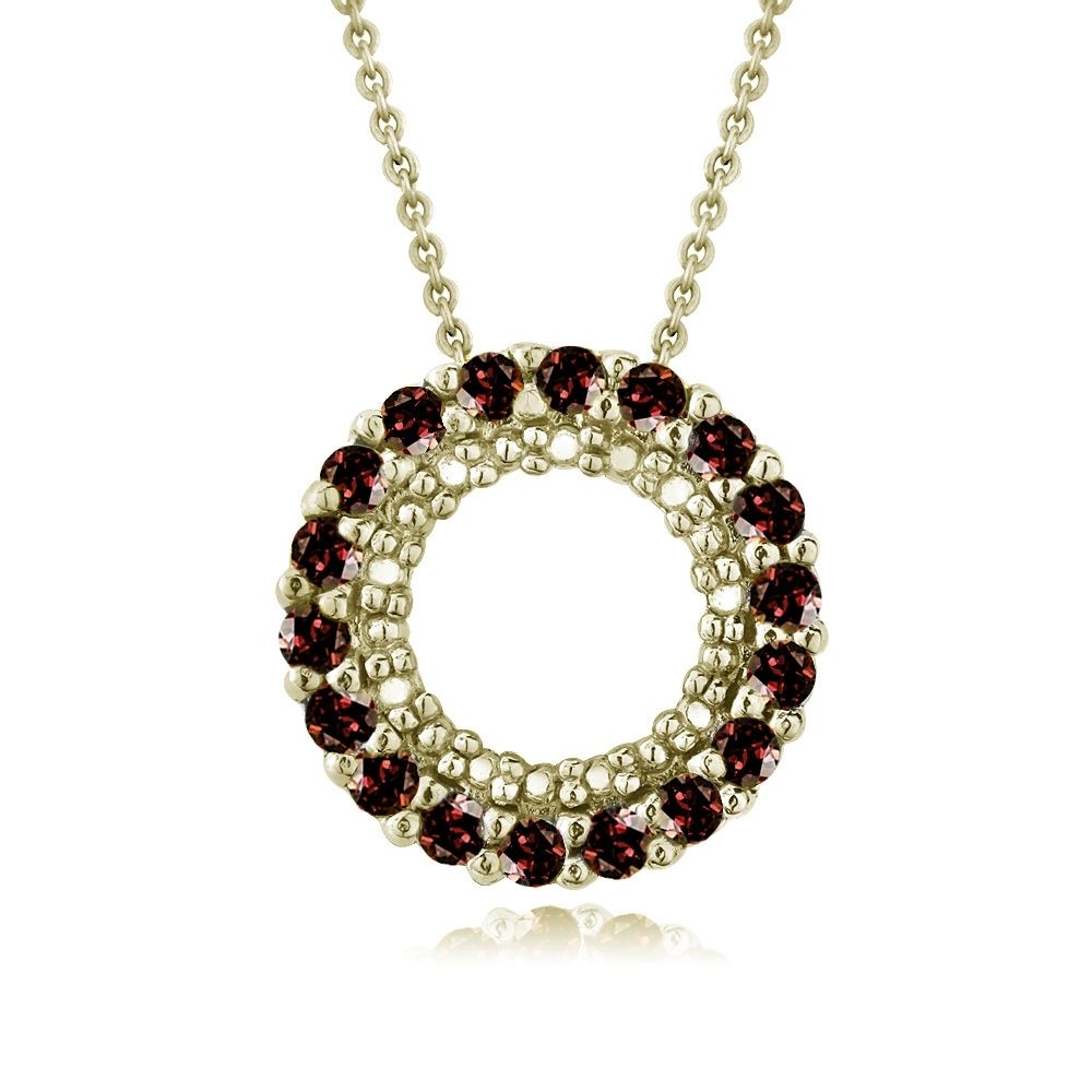 18 Karat Gold über Sterling Silber 3 / 4 Carat Garnet Kreis Ewigkeit Anhänger