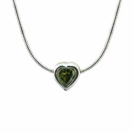 Sterling Silber Olive CZ Bezel-Set Herz-Slide - Anhänger