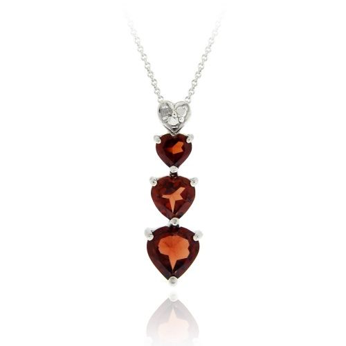 Sterling Silber Garnet & Diamant Accent Heart Journey Anhänger