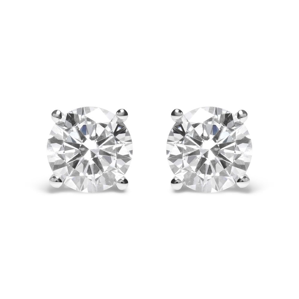 14 Karat Weißgold Round Brilliant-Cut Lab Grown Diamond Classic 4 - Zählige Stud Ohrringe mit Schraubrücken (G-H - Farbe. VS1 - VS2 Klarheit)