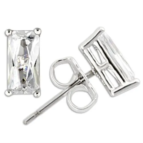 0W162 - Rhodium 925 Sterling Silber Ohrringe mit AAA-Klasse CZ in Clear