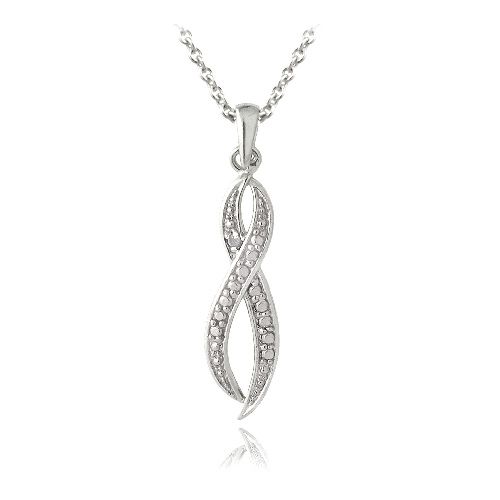 Sterling Silber Diamant Akzent Infinity Anhänger Halskette