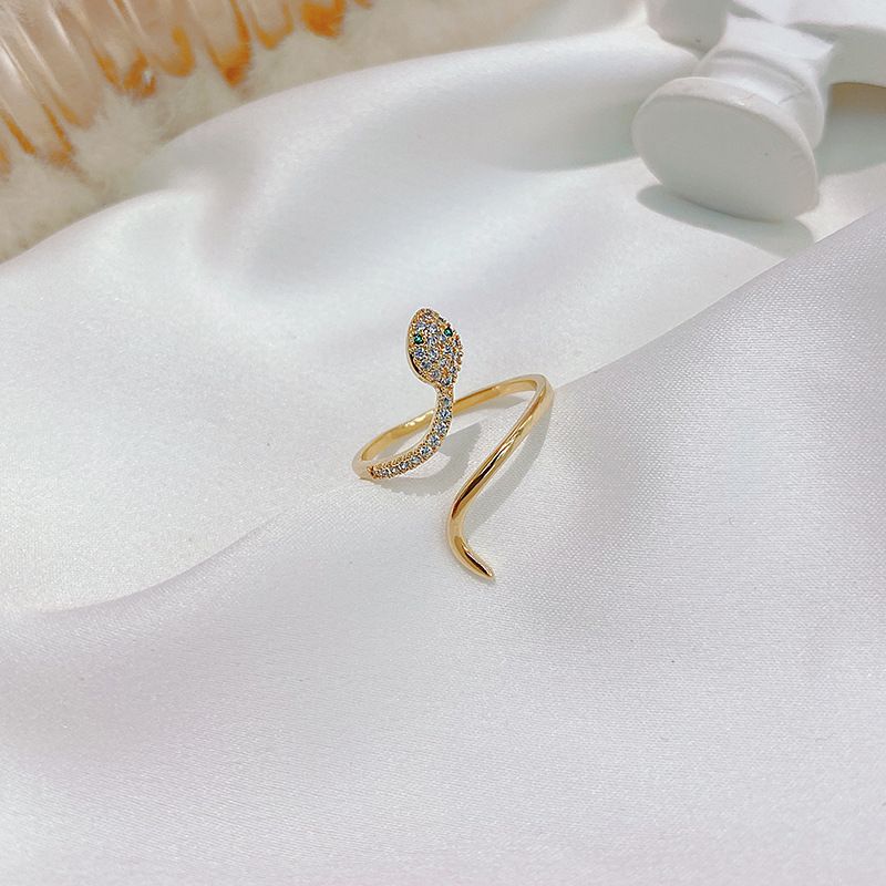 2020 neue Design Sinn Zirkon Schlange Form offener Damen Ring Mode Übertreibung Schmuck Luxus Hochzeitsfeier Mädchen Ringe