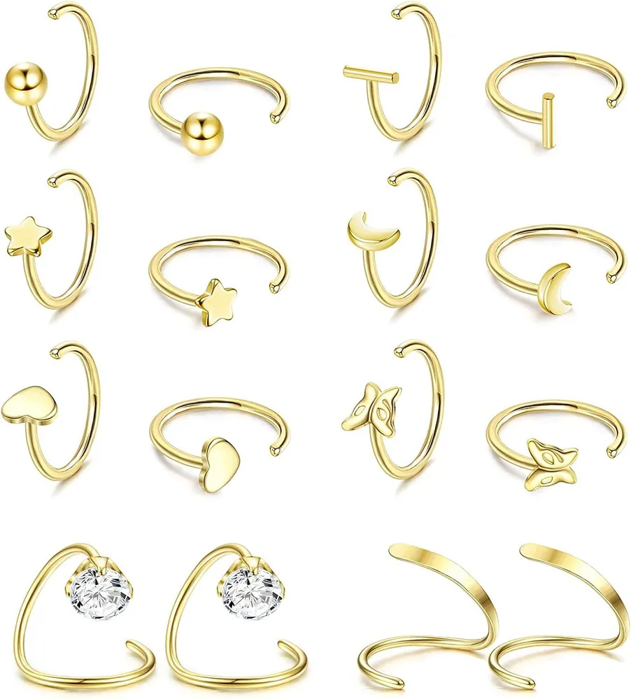 Halbe Schleifen Ohrringe 316L Edelstahl kleine Huggie-Schleifen - Ohrringe Ballbar Star Moon Herz Schmetterling Halbe Schleifen Knorpel Piercing Ohrringe