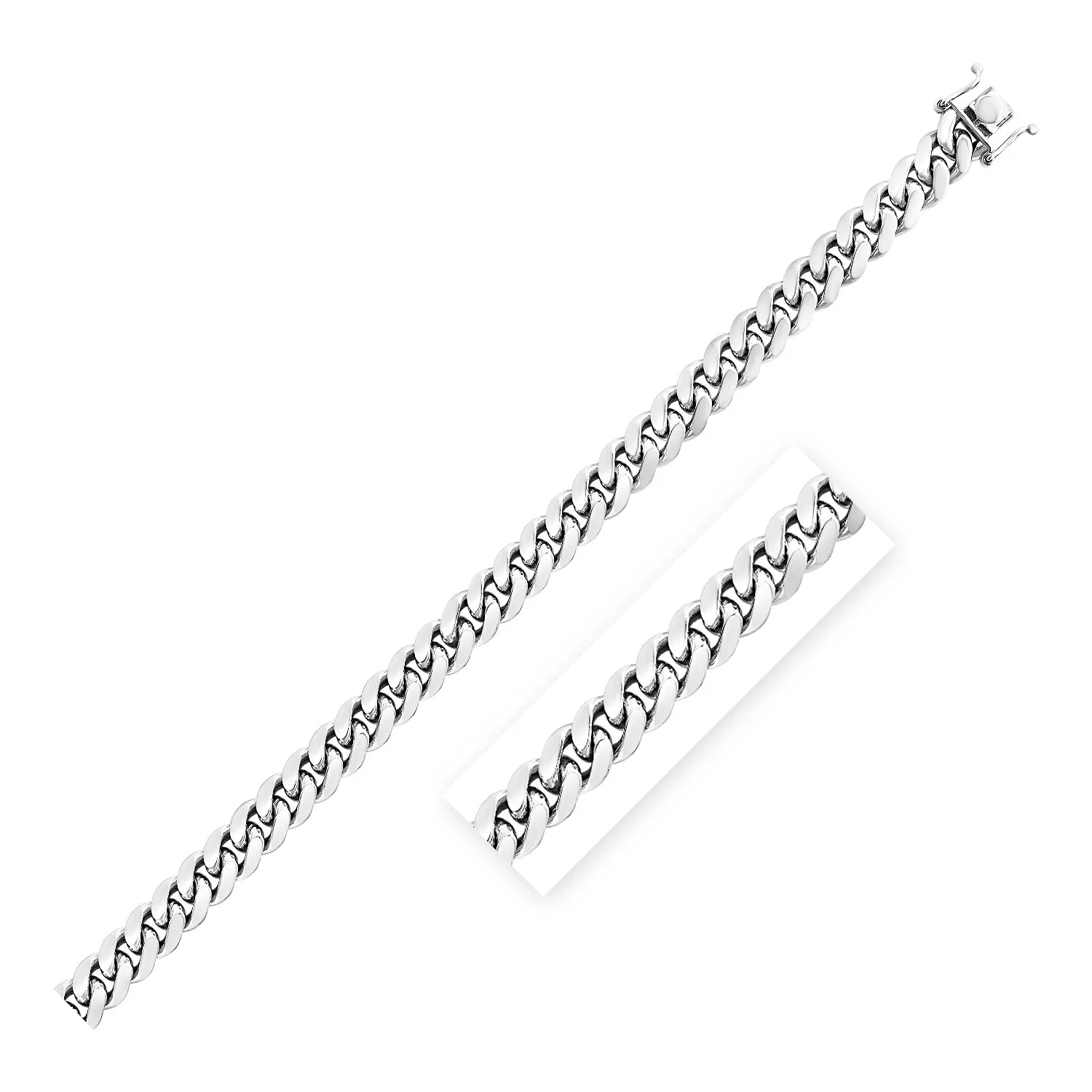 Sterling Silber Rhodium Plated Miami Cuban Chain 8,4 mm