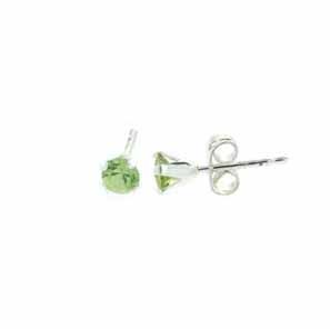 Sterling Silber 4mm Round Original Peridot Stud Ohrringe