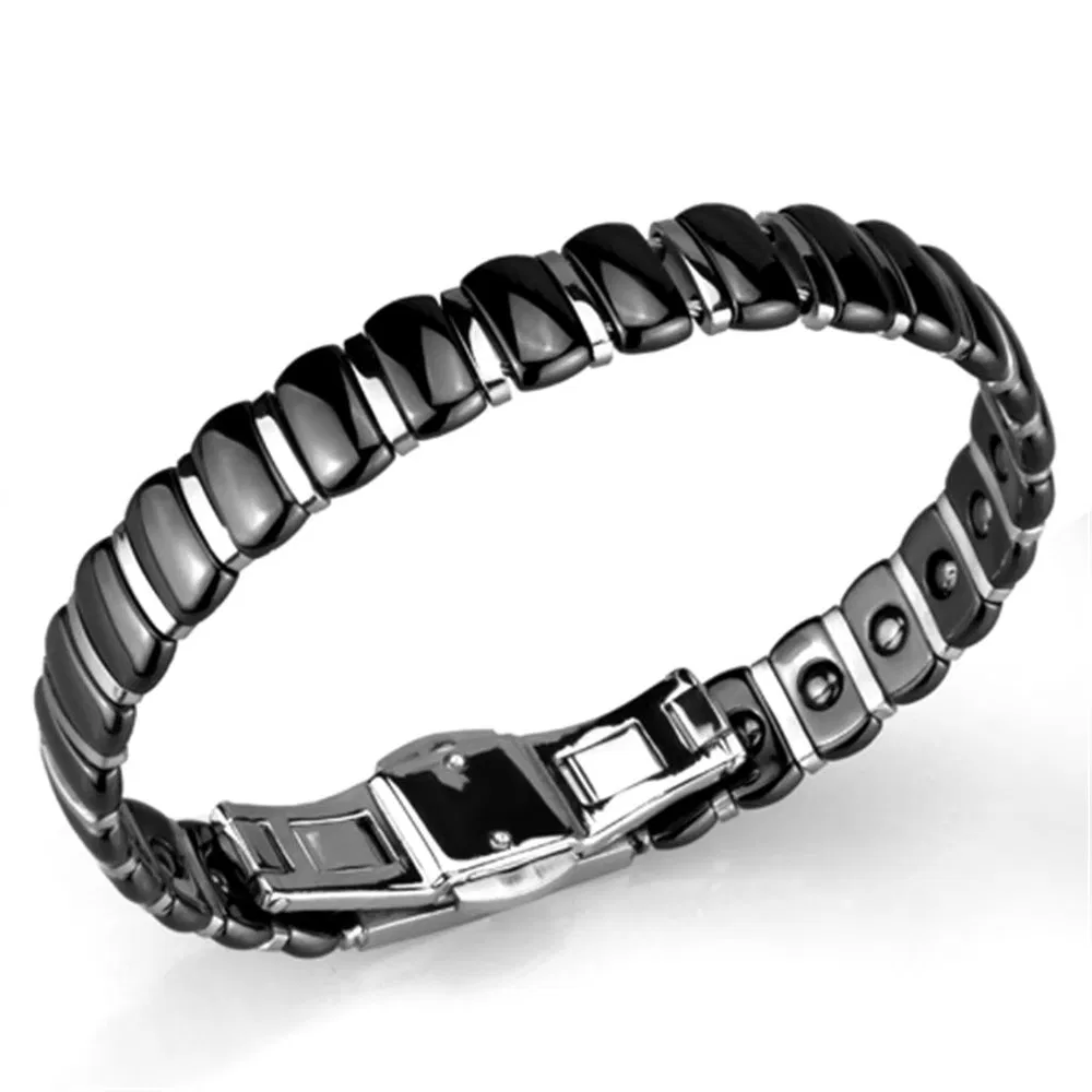 3W995 - Hoch poliertes (ohne Beschichtung) Edelstahl-Armband mit Keramik in Jet