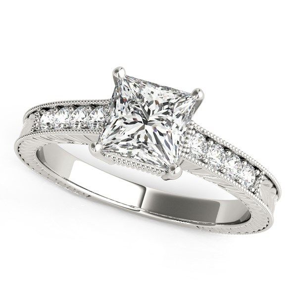 14 Karat Weißgold Antike Stil Diamant Verlobungsring (1 1 / 8 cttw)