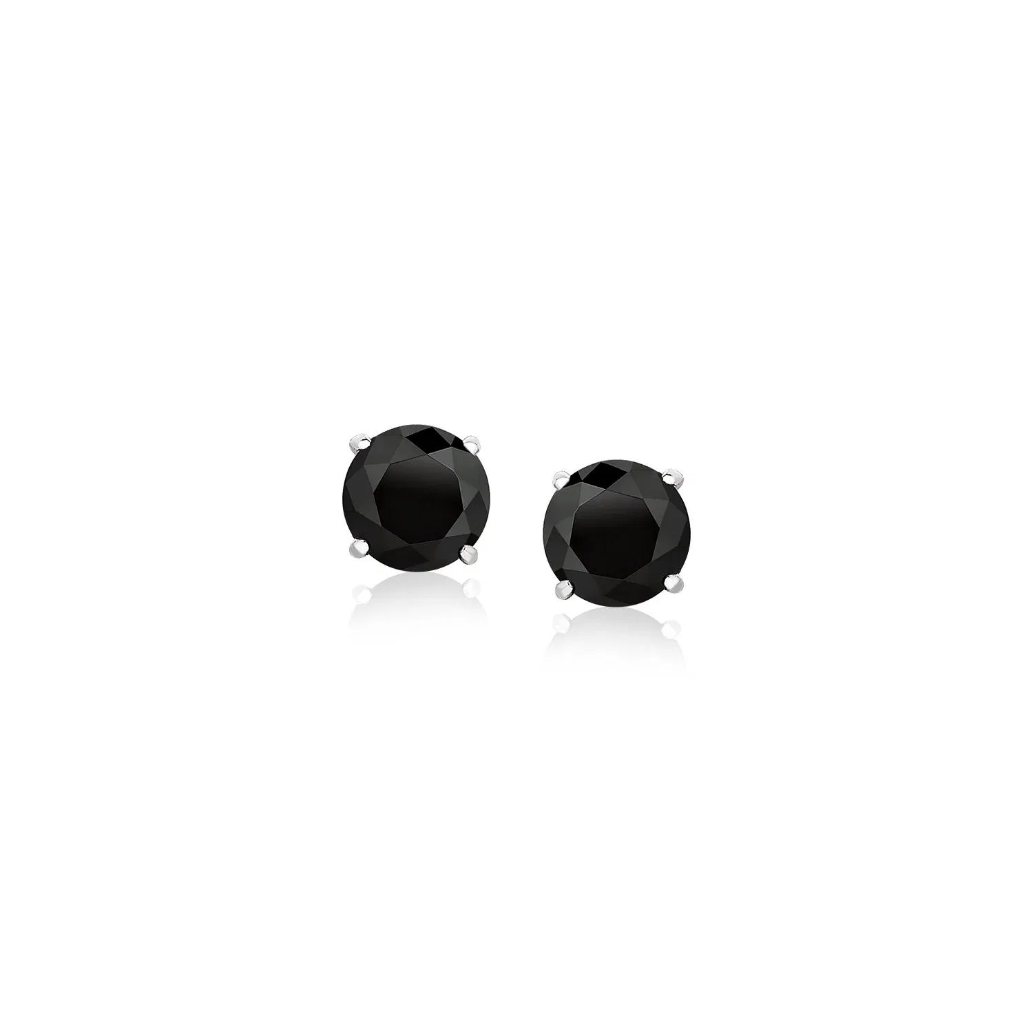 14 Karat Weißgold Stud Ohrringe mit schwarzem facetiertem Kubikzirkonia (5mm)