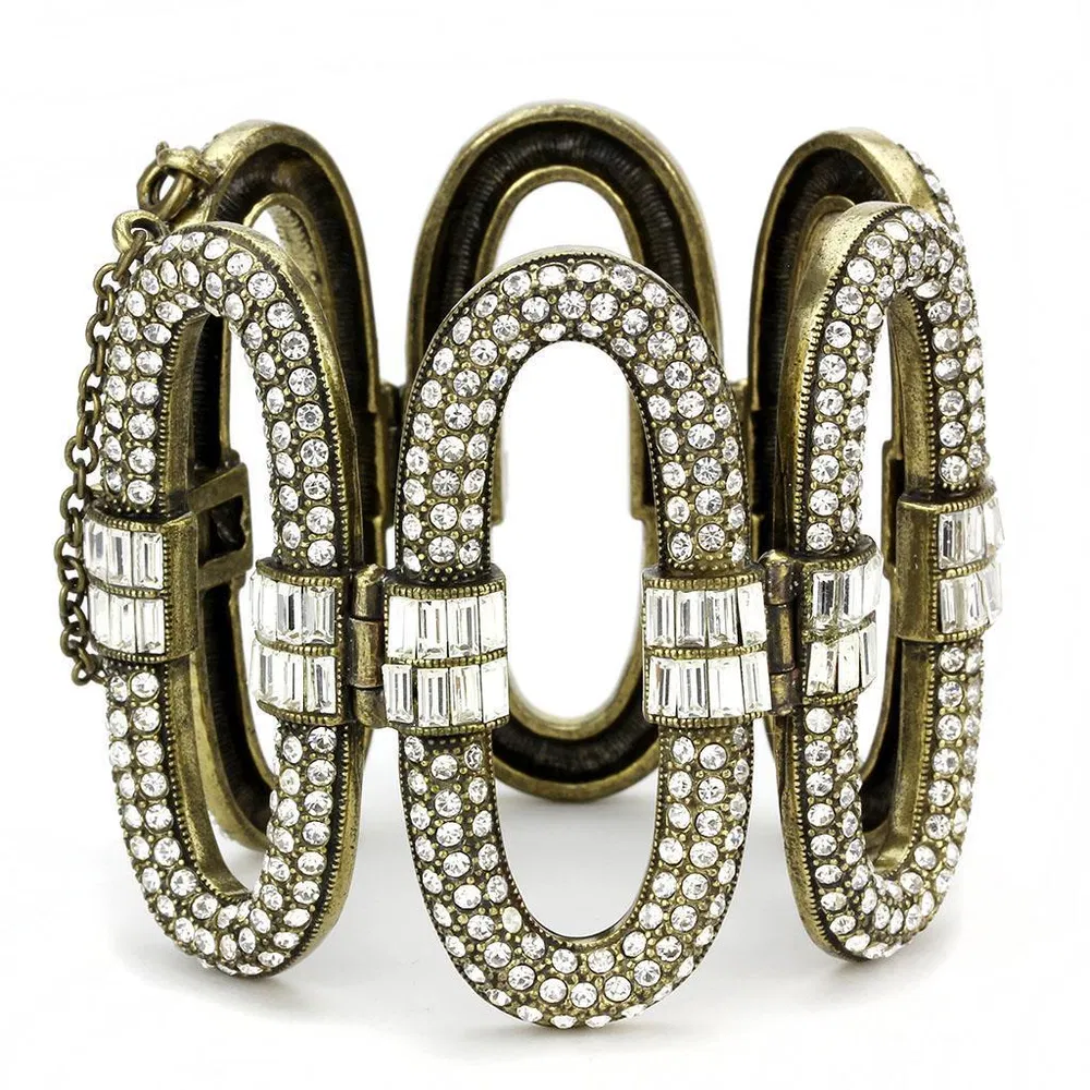 LO4657 - Antike Kupfer-Weißmetall - Armband mit Top-Grade - Kristall in Clear