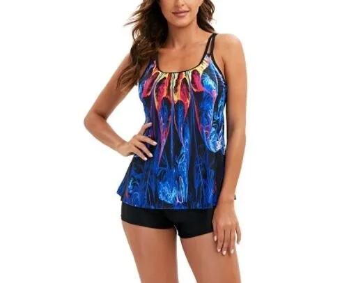Tummy Control Swimsuit Tankini Badeanzug mit Boyshort