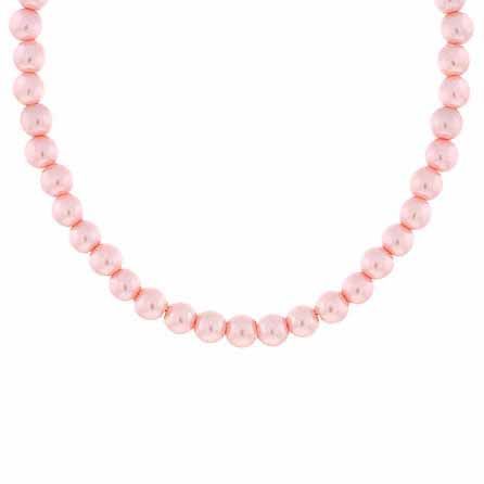 Sterling Silber simulierte rosa Perle 6mm Perlen Halskette