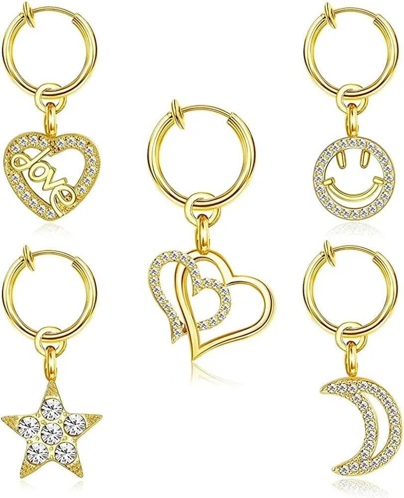 5 Stück Falscher Bauchring mit Opal CZ Clip auf Bauchnabel Ringe für Frauen Falscher Bauch Piercing Falscher Bauchnabel Piercing Falscher Nabelring Non-Piercing