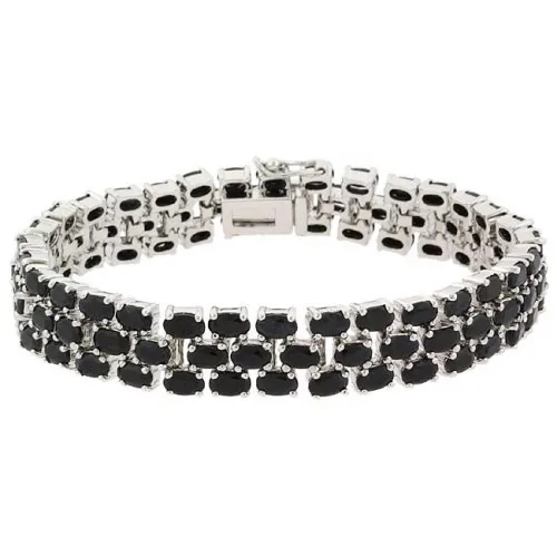 Sterling Silber 31 CT TGW echtes Saphir 3 - Row Tennis Armband