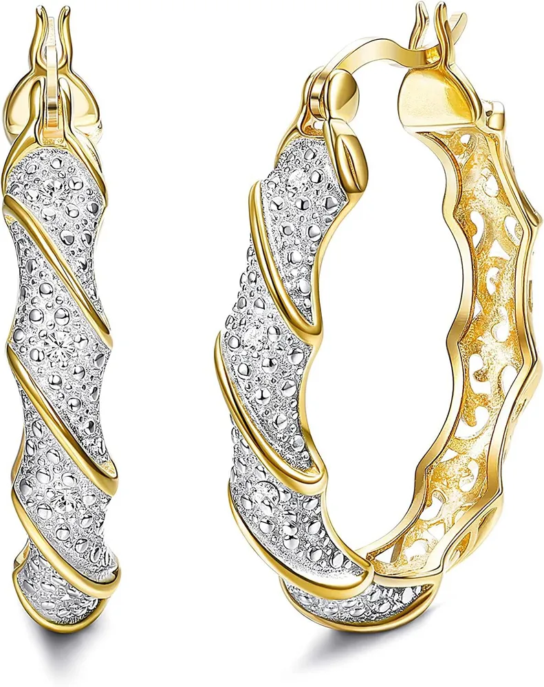 Österreich Zirkonia Hoop Ohrringe für Frauen; Große Ohrringe Glitter Hoop Ohrringe Bohemian Sparkle CZ Wrapped Hoop Dangle Ohrringe für Mädchen